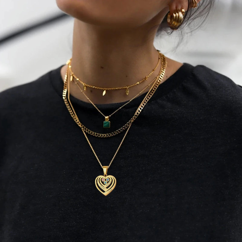 Collier Personnalisé Coeur Pierre